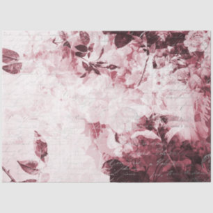 Papel De Seda Floral Burgundy White Vintage Ephemera Decoupage 2