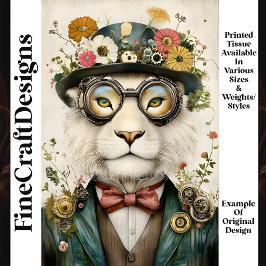 Papel De Seda Floral Caprichoso Boho Steampunk Leão M1 Decoupage