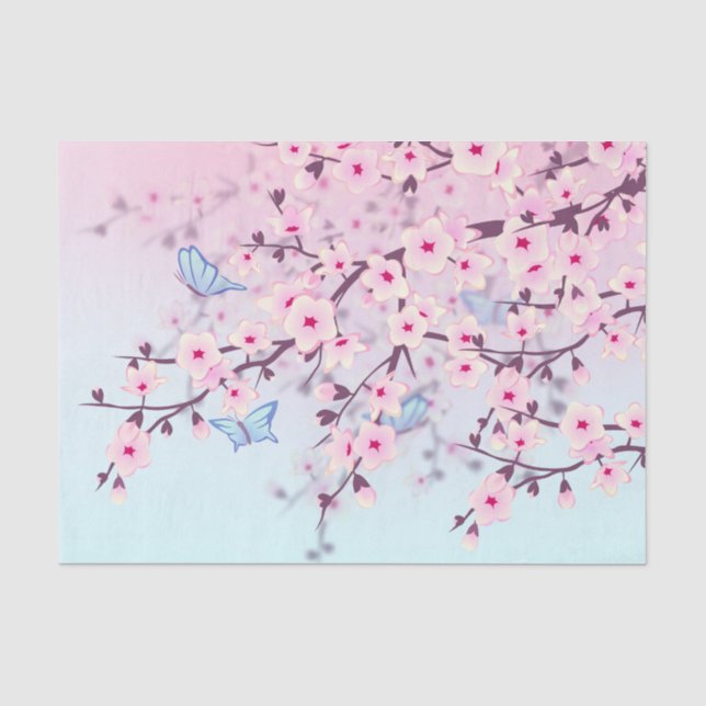 Papel De Seda Floral Cherry Blossomo Rosa (Frente )