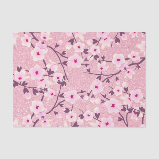 Papel De Seda Floral Cherry Blossomo Rosa (Frente )