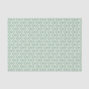 Papel De Seda Floral Chic Verde-Decorativo Branco Periwinkle