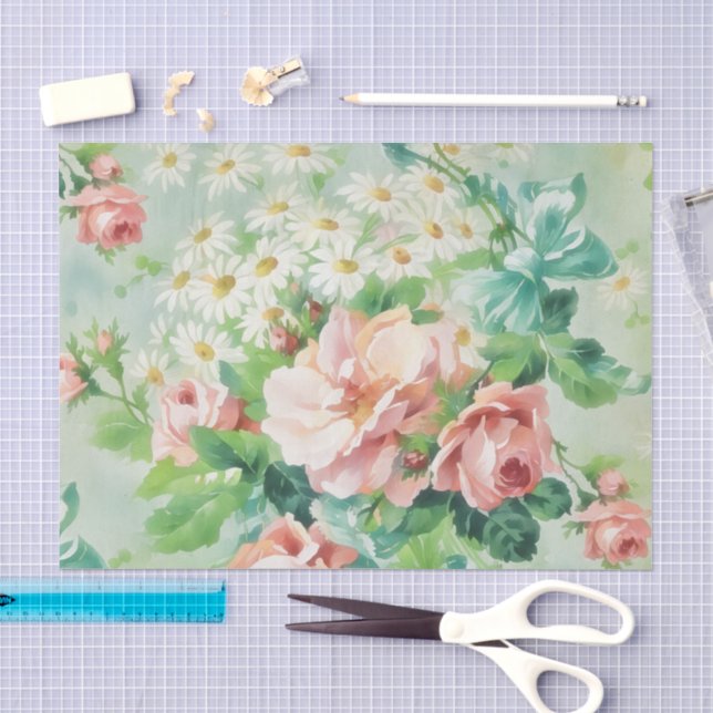 Papel de Seda Floral Chic Vintage (Arte )