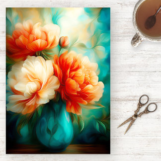 Papel de Seda Floral com Aquarela Suave