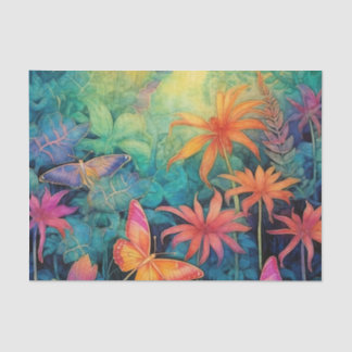 Papel De Seda Floral de Cor de Água do Batik Moderno Vibrante