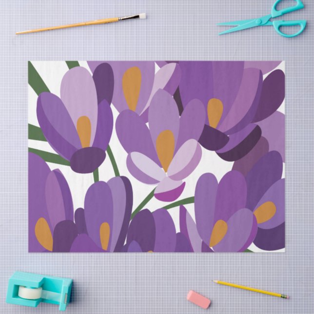 Papel De Seda Floral de Crocus Roxo (Arte )