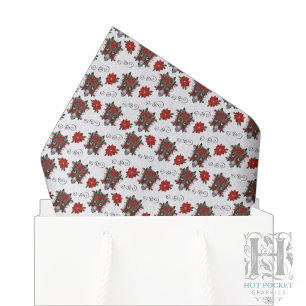 Papel de Seda Floral de Natal com Burro
