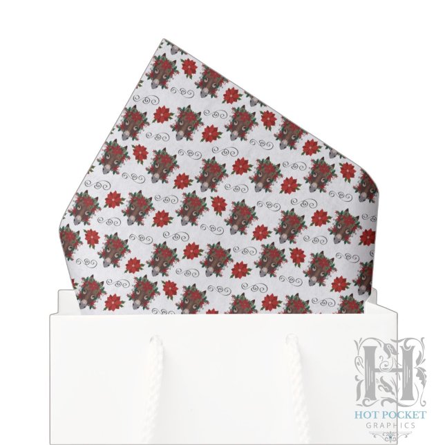 Papel de Seda Floral de Natal com Burro (Criador carregado)