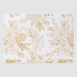Papel De Seda Floral de Natal da Linha Dourada Elegante