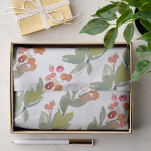 Papel De Seda Floral de Natal de Berry Vermelho Elegante