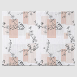 Papel De Seda Floral de Pássaro Vintage em Listra Toile (10)