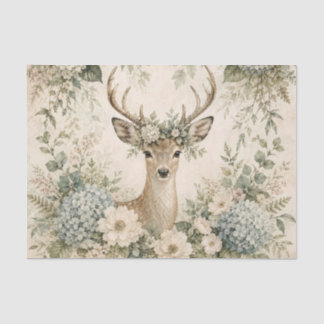 Papel De Seda Floral de Veado da Floresta, Botânico Cottage core
