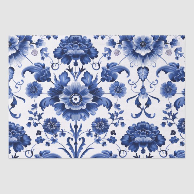 Papel De Seda Floral Delft Blue (Frente )