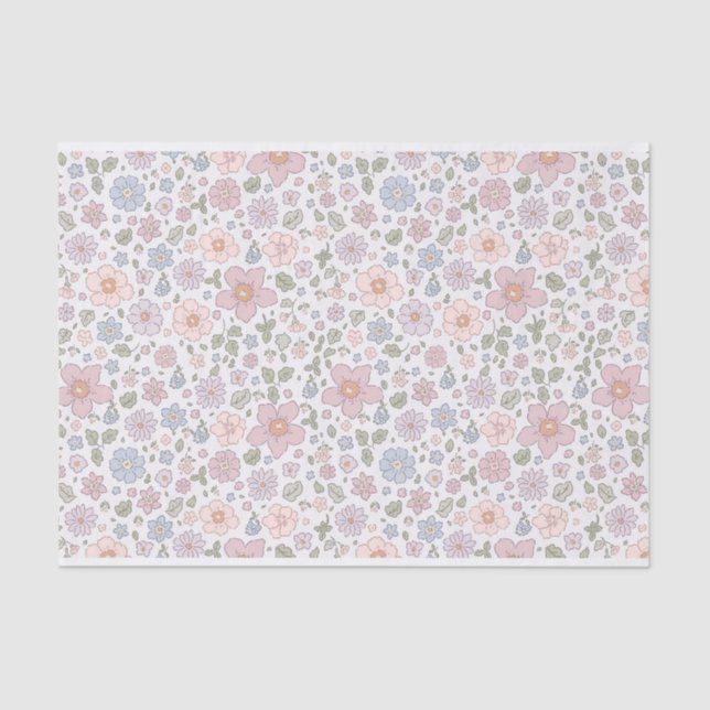 Papel de Seda Floral Ditsy – Embrulho de Presente  (Frente )