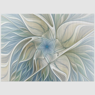 Papel De Seda Floral Dream Pattern Abstrato Blue Khaki Fractal