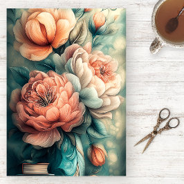 Papel de Seda Floral em Aquarela Vintage