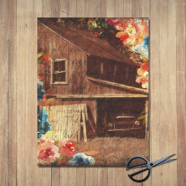 Papel De Seda Floral Farmhouse Vintage Red Barn Decoupage