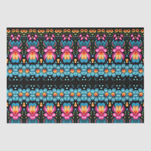 Papel De Seda Floral Folk Art Modern (Frente )