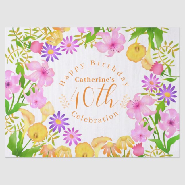 Papel De Seda Floral Garden White (Frente )