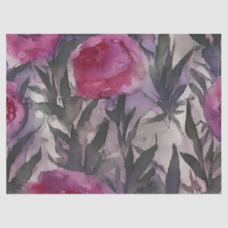 Papel De Seda Floral Gótico Aquarela Roxa