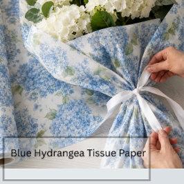 Papel de Seda Floral Hortênsia Azul
