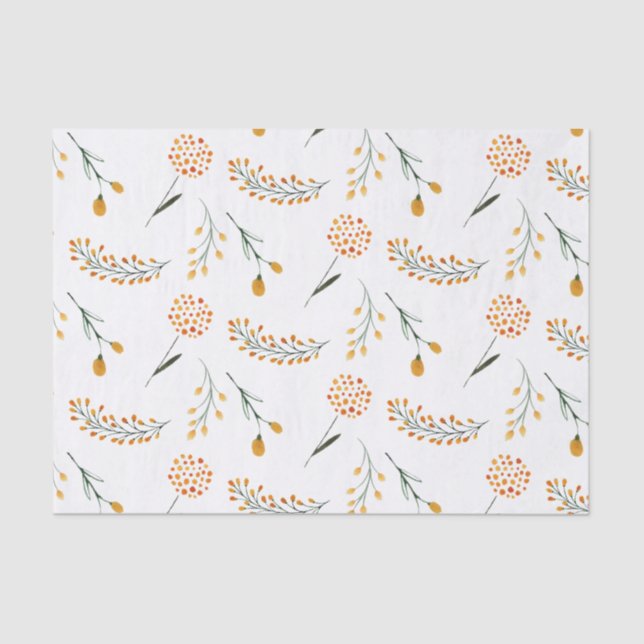 Papel de Seda Floral Laranja (Frente )