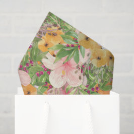 Papel De Seda Floral Laranja Rosa