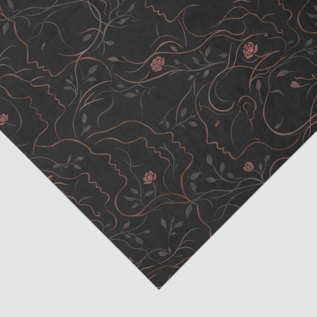 Papel De Seda Floral Line Art Faces Tissue Paper (Detalhes)