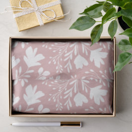 Papel De Seda Floral Meadow Dreams Botânicas Silhuetas rosado