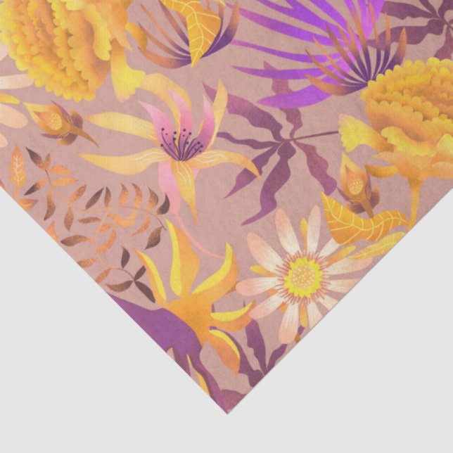 Papel De Seda Floral Místico Bege Florido (Detalhes)