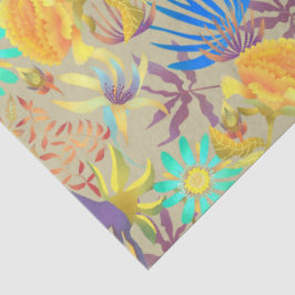 Papel De Seda Floral Místico Cinza Florido