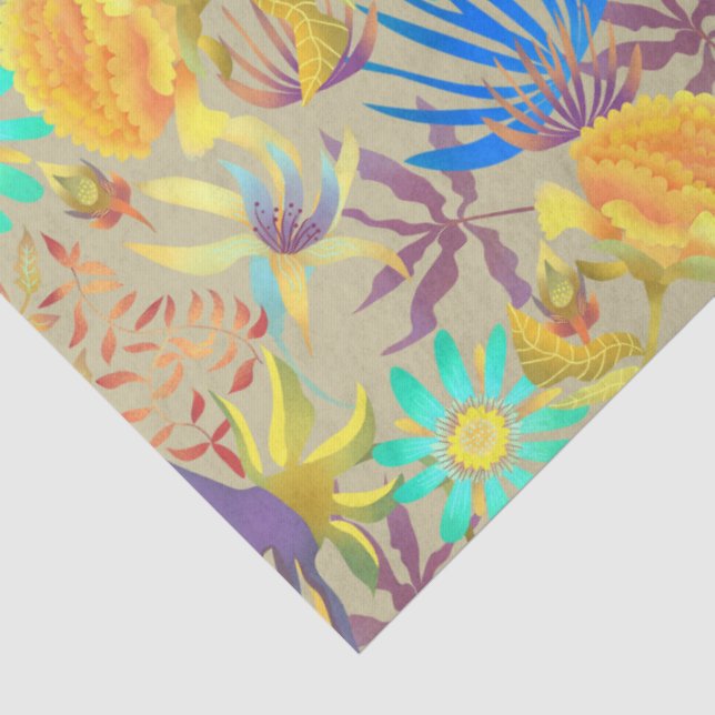 Papel De Seda Floral Místico Cinza Florido (Detalhes)