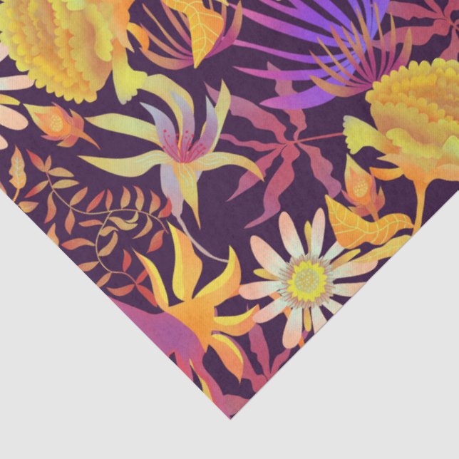 Papel De Seda Floral Místico Marrom em Flor (Detalhes)
