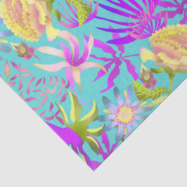 Papel De Seda Floral Místico Teal em Flor
