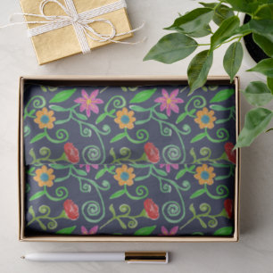 Papel De Seda Floral Nacarado Aquarela Caprichosa