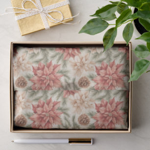 Papel De Seda Floral Natal Vermelho Verde Quente