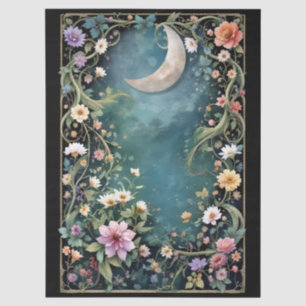 Papel De Seda Floral Noturna Rosa Flores Vinha Menina Sobre a Lu