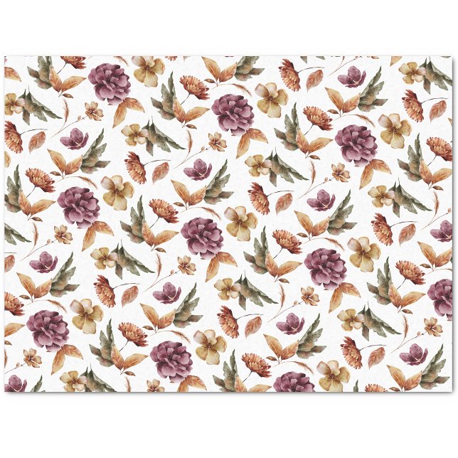 Papel de Seda Floral Outono (Watercolor Floral Fall Tissue Paper by Painted Paperie
)