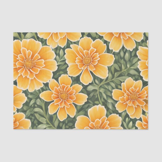 Papel De Seda Floral Padrão Marigold Flores (Frente )