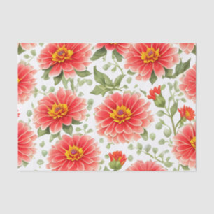 Papel De Seda Floral Padrão Zinnia Flores