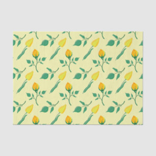 Papel De Seda Floral pattern with yellow rose and tulip flowers