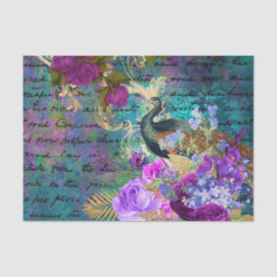 Papel De Seda Floral Peacock