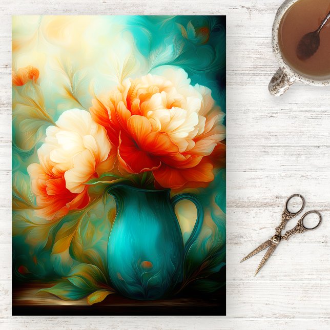 Papel de Seda Floral Pintado à Mão com Aquarela (Criador carregado)