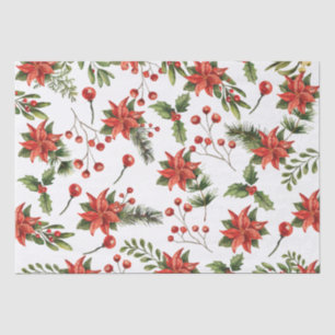 Papel De Seda Floral Poinsettia Natal Verde