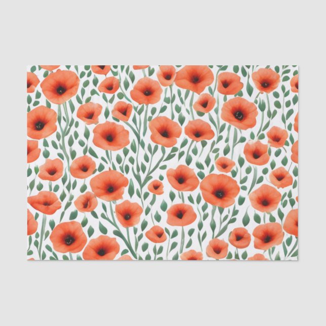 Papel De Seda Floral Pópias Flores (Frente )