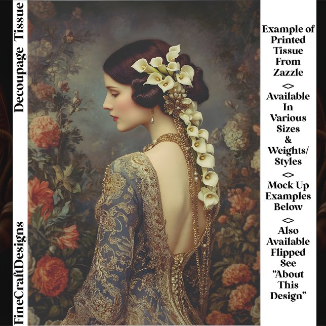 Papel De Seda Floral Portrait & Calla Lillies EZ9L Decoupage (Criador carregado)