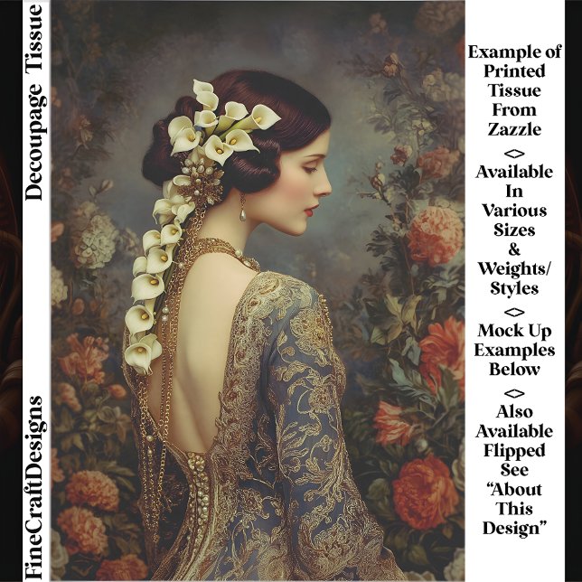 Papel De Seda Floral Portrait & Calla Lillies EZ9R Decoupage (Criador carregado)