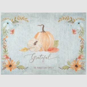 Papel De Seda Floral Pumpkin Laranja Queda Branca outono outono 