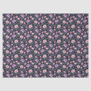 Papel De Seda Floral Púrpura e Rosa Suave