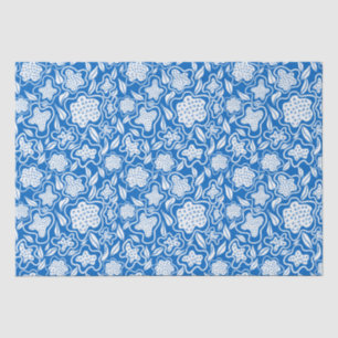 Papel De Seda Floral Real Azul e Cruz Branca