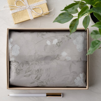 Papel De Seda Floral Romântico Botânico Bege Taupe Vintage
